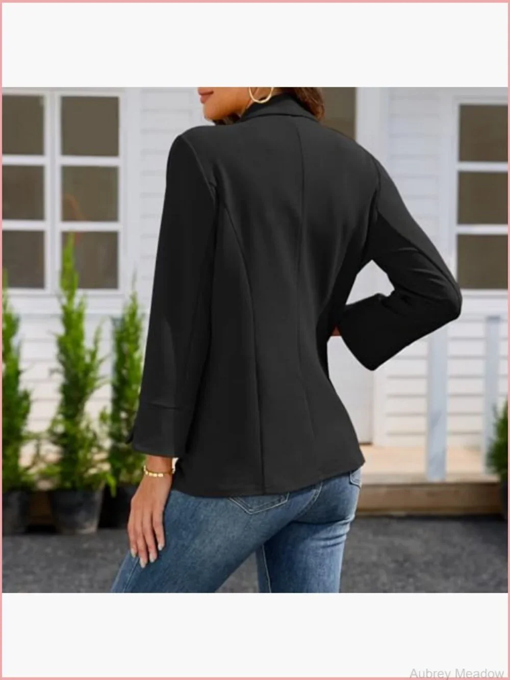 Classic Blazer Lapel Collar Open Front Long Sleeve Business Casual Work Suit